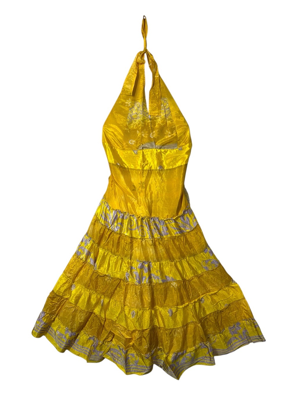 Tiered Flowy Halter Midi Maxi Sun Dress Open Back Lightweight Summer Smocked